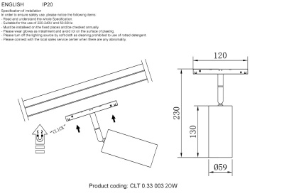 Светильник трековый магнитный Crystal Lux CLT 0.33 003 20W BL TUYA